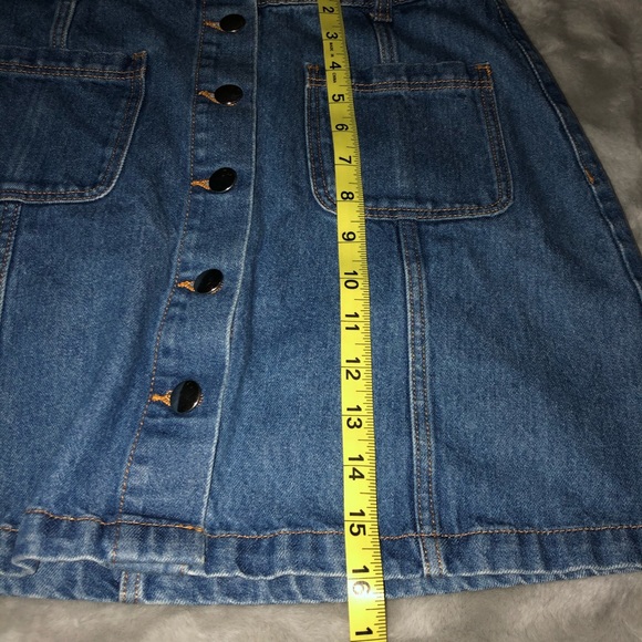 H & M DIVIDED Skirt Mini Button Front Blue Denim - Picture 7 of 10